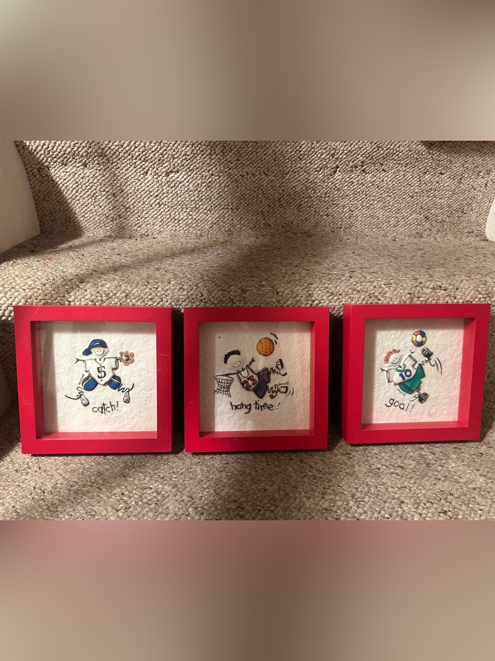 Artist Donna Klotzle Red Framed Sports Trio Wall Art - Set of 3